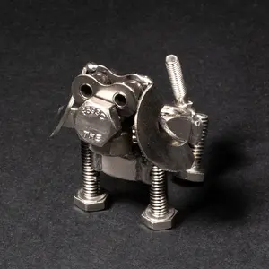 Scrap Metal Floppy Eared Dog Figurine, Steel Canine, Nuts and Bolts Puppy Sculpture