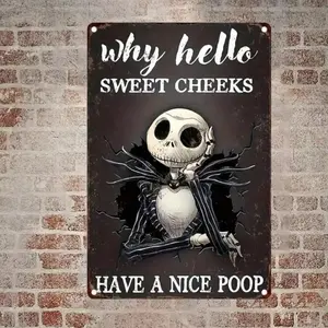 The Nightmare Before Christmas Aluminum Wall Art Halloween Outdoor Metal Sign for Home Decor and Goth Garden Patio Yard