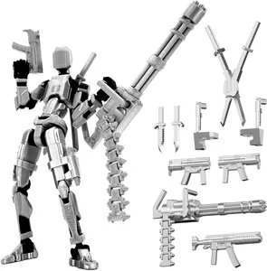 Gatling Gun Titan 13 Action Figure Set【Assembled】, Robot T Action Figure 3D Printed Dummy 13 Action Fidget Toys Figure Articulated, Lucky 13 for Collectors Desktop Decorations