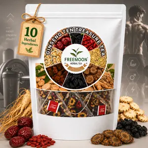 Men’s Kidney Detox Tea, Ginseng Herbal Formula, Ginseng Ten Treasure Kidney Tea for Men, Daily Wellness & Vitality Support, Daily Energy & Vitality Boost, Traditional Chinese Herbal Tea Bags (8g*20 Bags)