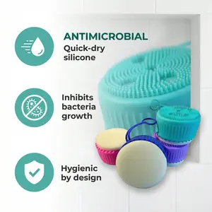 Silicone Exfoliating Body Scrubber Brush Gentle Shower Bath Cleaning & Massage Pad for Sensitive Skin Antimicrobial Quick-dry Hygienic Design