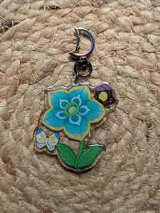 Fantasy Life Yuelia Noelia Celestia Acrylic Keychain | Glitter Epoxy Front | 2.5" x 2.5"