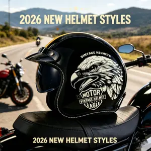 Vintage Style Three-Quarter Motorcycle Helmet, Motorcycle Riding Helmet, Unisex Cruiser Bike Electric Scooter Safety Hat, All Seasons Protective Gear