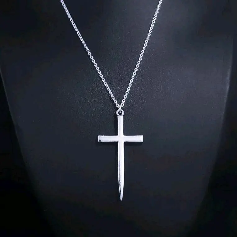 18" Silver Sword Cross Necklace