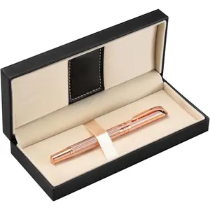 Rollerball Pen Liquid Ink Pens for Women Luxury Box Gel Pen Black Ink Fancy Refillable Pen for Executive Office Professional Birthday Gift G5 (Rose Gold)