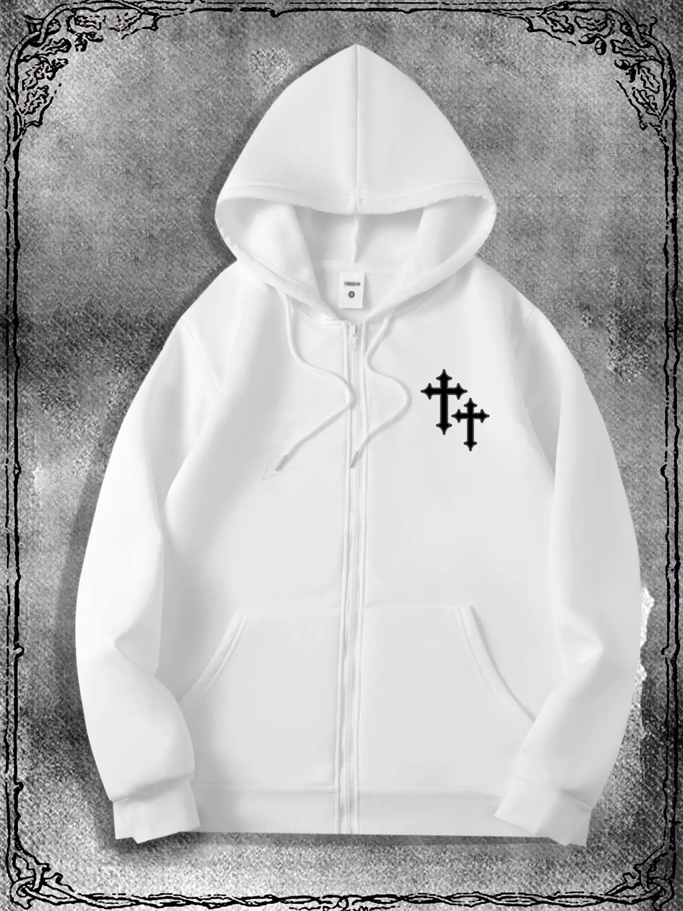 Men's Gothic Minimalist Graphic Print Long Sleeve Zip Knit Fitted Hoodie Sweatshirts, Fashion Streetwear Style for Casual Occasions, Perfect Match for Trendy