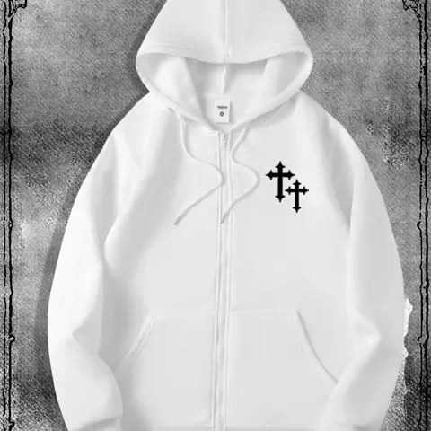 Men's Gothic Harajuku Streetwear Minimalist Graphic Print Long Sleeve Zip Knit Fitted Hoodie Sweatshirts, Fashion Streetwear Style for Casual Occasions, Perfect Match for Trendy