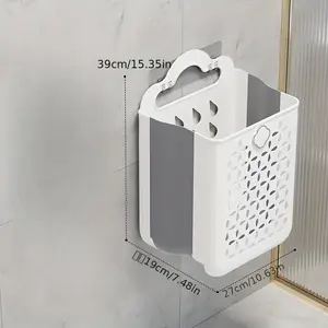1 foldable storage basket, a wall-mounted extendable storage basket that saves space and is convenient to carry; it can be hung on the wall or placed on the floor, and is used to store toys, vegetables, snacks, bathroom accessories