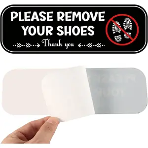 2pcs Acrylic No Shoes Sign - Take Your Shoes Off Sign for Front Door, Offices, Cafes, Restaurants & More