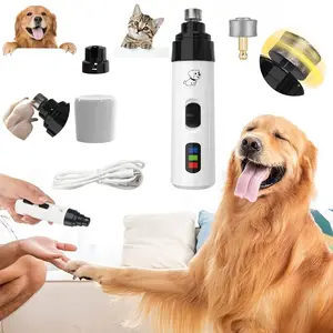 Rechargeable pet electric Grooming Nail grinder remover with low noise operation, interchangeable grinding head size, cat and dog universal Nail grinder set