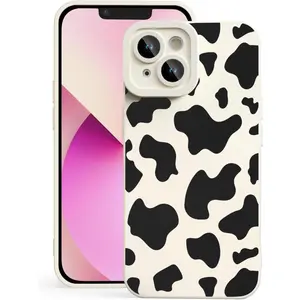 Case Compatible with iPhone 13, Cute Pretty Print Protective Silicone Case for Girls Women, Ultra-Thin Shockproof Soft Girly Phone Cover for iPhone 13 - Cow Print