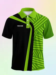 Customizable Men's Short Sleeve Polo Shirt, Neon with Accents, Personalized Logo, Comfortable Fit, Modern Style, Soft Fabric