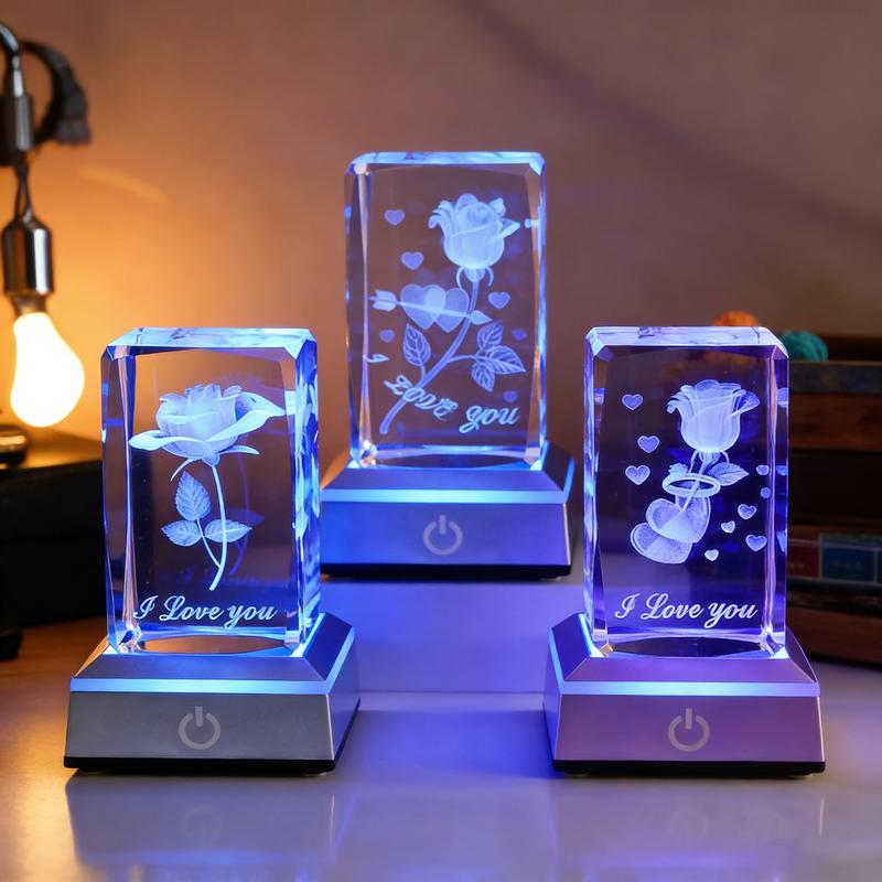 Classic Gifts LED Everlasting Rose Flower & 3D Rose Series Crystal Décor Collectibles,Eternal Romantic Creative Gifts for Women - Valentine's,Day Mother's Day, Birthday, Memorable Dates luxury valentines Gifts for Her Perfect gift Surprise Idea for LOVE