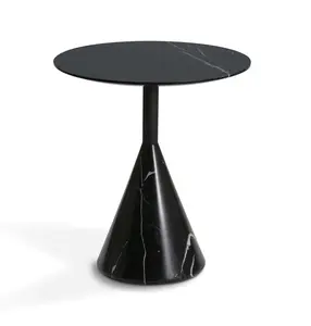 360 Stand Cosette Series Round Shape Indoor Side Table - 70cm White Marble Top (Model ST8644-70A-WE), Modern Accent Tables