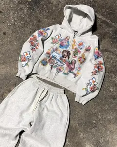 Are those brightly colored tattoo prints with religious imagery on sweatshirts? It’s truly a perfect example of Y2K style! Soft fleece lining. Y2K Trend #Silhouette Styling