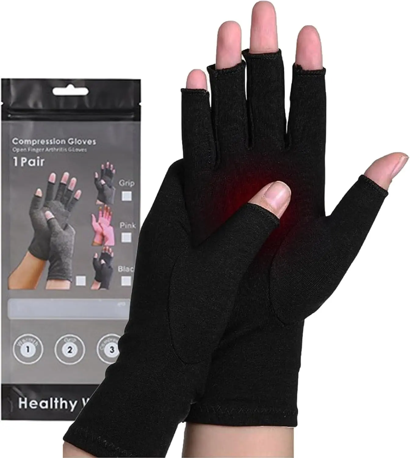 Compression Arthritis Gloves for Men & Women - Fingerless Carpal Tunnel Wrist Hand Brace Gloves for Arthritis Pain