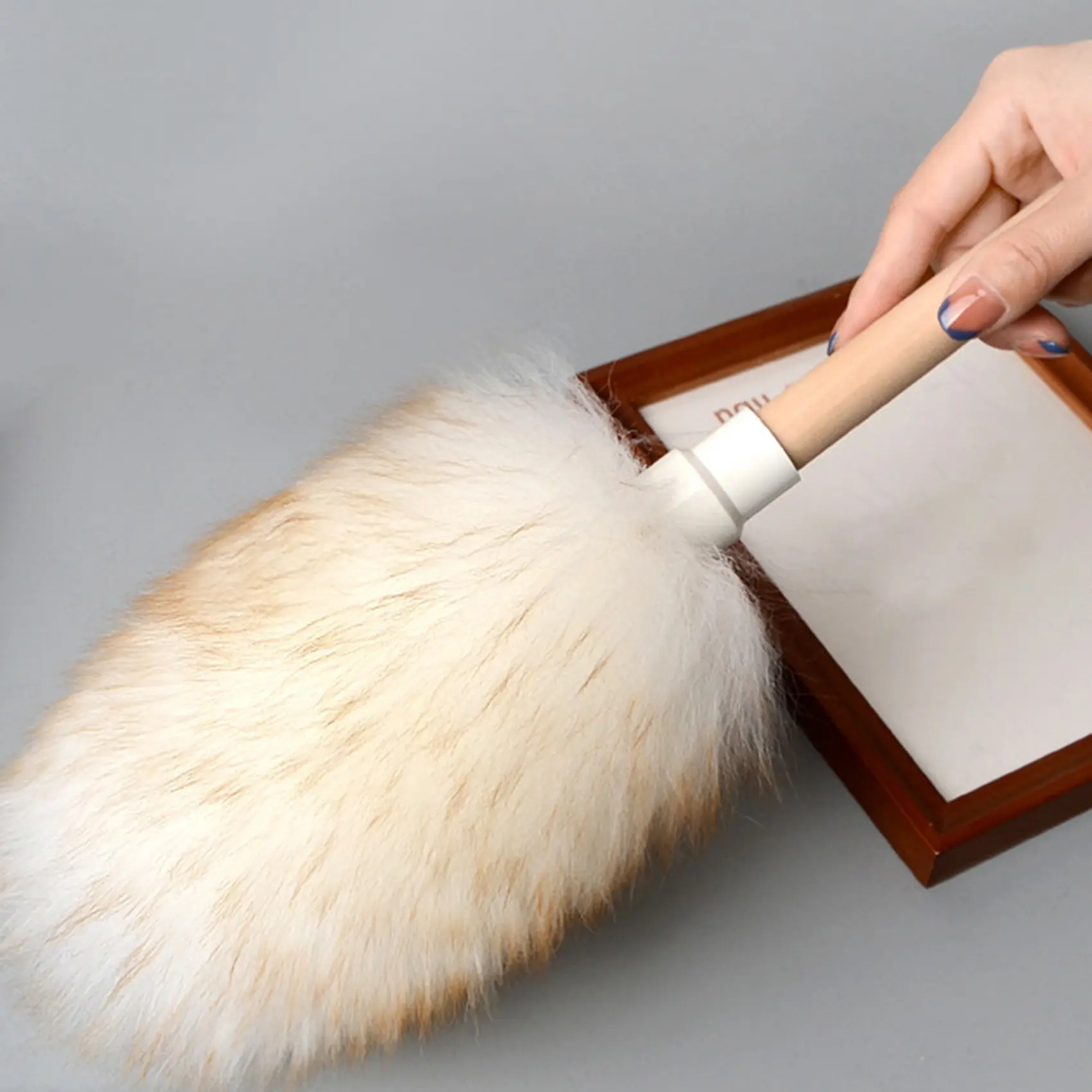 Anti-Static Wool & Chicken Feather Duster with Wood Handle, 2 Sizes Soft Brush Tools and Cleaning Supplies for Home Furniture Dusting, Car Dust Removal, Two Sizes