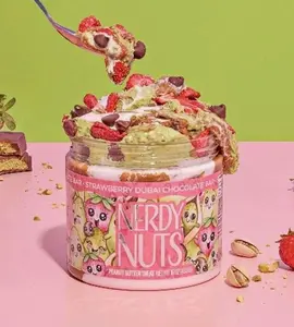 Strawberry Dubai Chocolate Bar Peanut Butter Treat By Nerdy Nuts