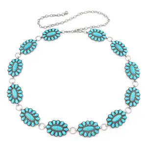 Turquoise Blossom Oval Concho Belt