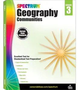 Spectrum Grade 3 Geography Workbook, Types of Communities, Environments, Oceans,Landforms, Map Skills, and More, Social Studies Classroom or HomeschoolCurriculum (Volume 93)