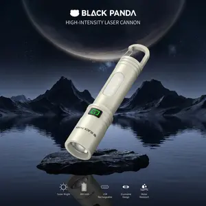Black Panda Portable Flashlight with Hook Built-in Tail Hanger COB Side Light  Max 500 Lumens TYPE-C Quick Charge Perfect Companion for Hiking and Camping