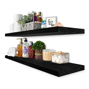 Sorbus Wood Floating Shelves Set of 2 35” Solid Wood Wall Shelves for Bathroom, Books, Bedroom & Living Room with Durable 100% Premium Solid Pine