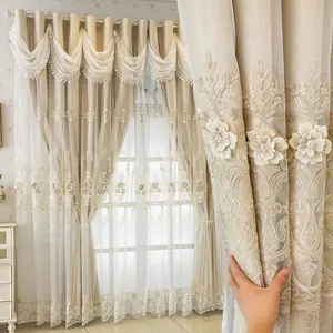 1pc Double Layer Embroidered Details 100% Blackout Curtains, Casual Modern Style for Living Room Balcony Bedroom
