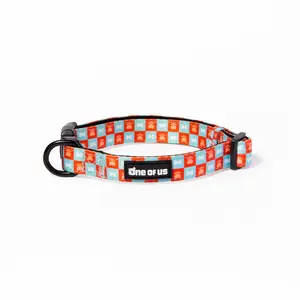 Blocks N Bones Dog Collar - Comfortable & Adjustable dog collar, Checkered Dog Collar