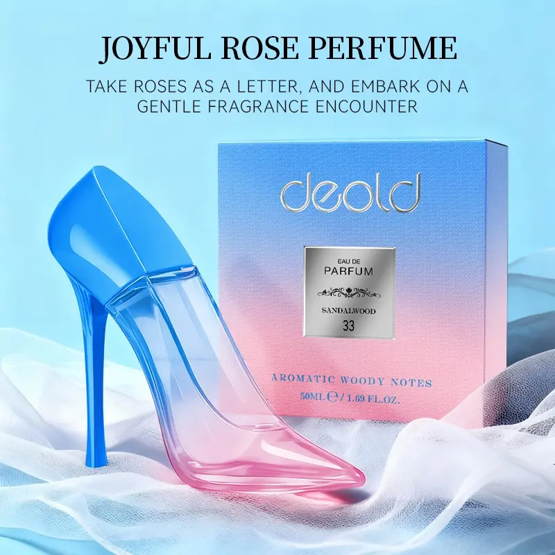 50 Ml High-end Lady Perfume, Elegant Floral Fragrance, with Sandalwood and Woody Scent, Packaged in Pink-blue High-heeled Shoes, Lasting Fresh for 6 Hours, A Christmas Holiday Gift, An Ideal Present for Her
