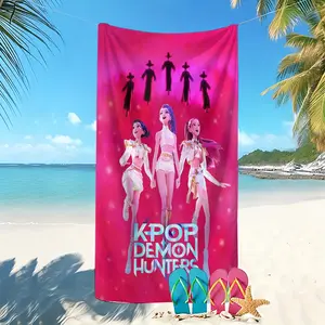 K-Pop Bath Towel with Anime Print, Soft Microfiber, Quick-Dry and Absorbent, Ideal for Beach, Pool, Bathroom, Perfect Gift for Fans