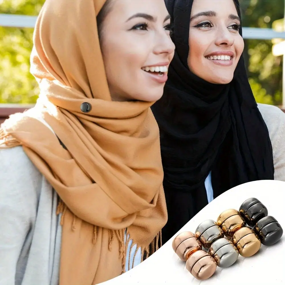 8 Pairs Hijab Magnets Strong Hijab Pins Women for Dress Cleavage Multi-use Pinless Muslim Magnetic Buttons Veil Scarf Pins