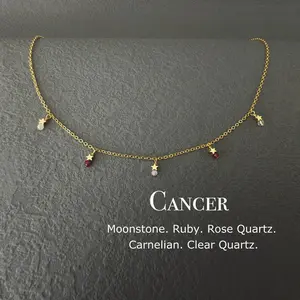 Delicate Zodiac Healing Crystal Necklace, Natural Gemstone Crystal Necklace,for Women Girls Horoscope Jewelry Birthday Gifts