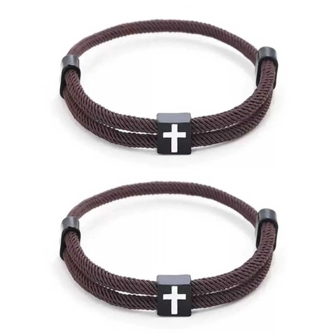 Coffee Milan Rope Cross Bracelet