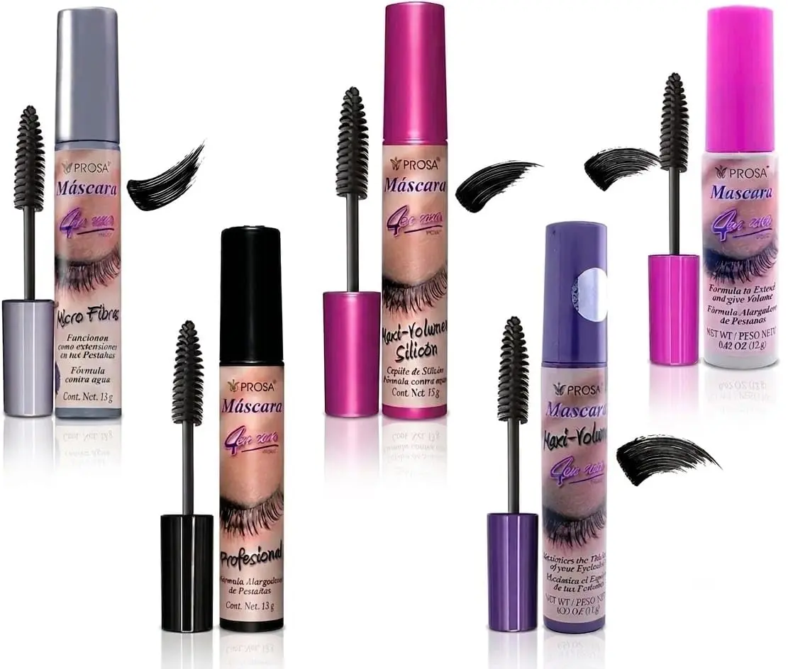 Prosa Professional Mascara Collection, Pack of 5 - Volumizing & Lengthening Mascara, Deep Ebony Black, Long-Lasting, Smudge-Resistant Formula for Full, Defined Lashes