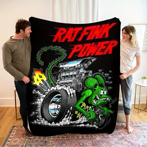 Cozy Rat Fink Power Graphic Throw Blanket - Throws - Soft, Durable, Versatile, and Easy Care for Home, Office, or Travel - Halloween Decor Blanket Sale Christmas Decor Christmas Gifts Birthday Decorations