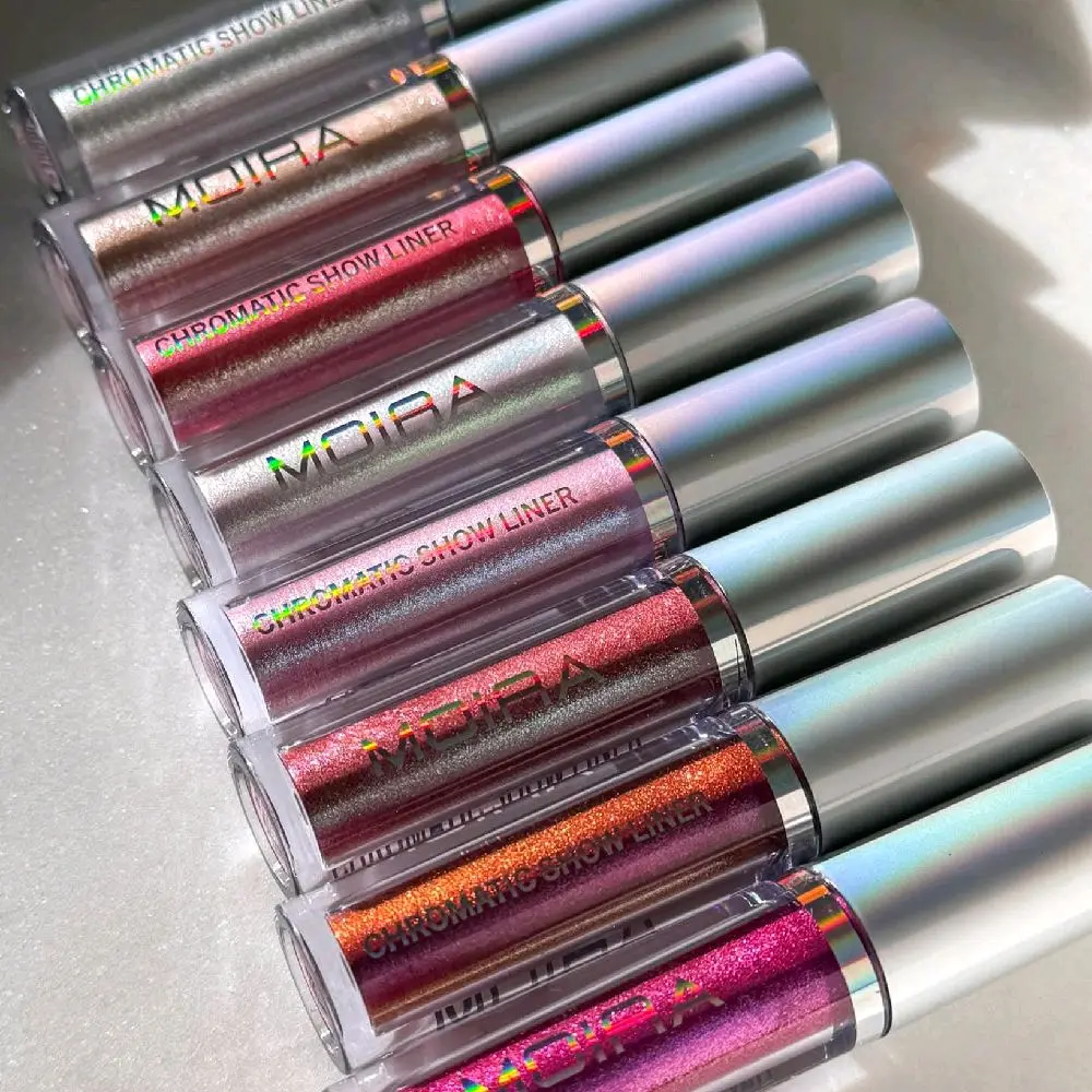 Moira Chromatic Show Liner Eyeliner Waterproof - Colorful Glitter Formula for Eye Makeup Gel Lipliner Cosmetic Brush