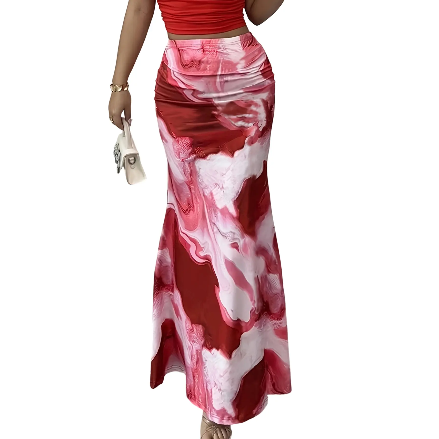 Women's Elegant Maxi Fishtail Skirt Fitted Tie-Dye Floral Pattern Print Holiday Vacation Island Beach Dates Summer Daily Party Wear