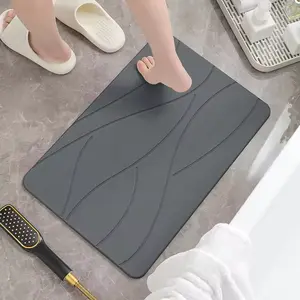 Stone Bath Mat Fast Drying Super Absorbent for Bathroom Shower Kitchen Pool Area Dorm Room Non Slip Diatomite Earth