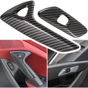 Carbon Fiber Look Interior By Handle Cover Trim For Chevrolet Corvette C7 Z06 Z51 ZR1 Stingray Grand Sport 2014 2015 2016 2017 2018 2019 Side Inner By Handle Accessories Decoration (Black)