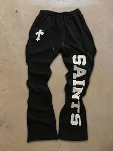 SAINTS Cross Graphic Flared Sweatpants | Gothic Aesthetic Streetwear Casual Drawstring Track Pants