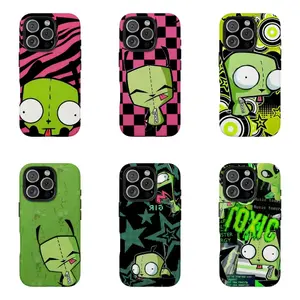 Alien Robot Cartoon Phone Case, Green Alien Baddie Case, Dopamine Emo Aesthetic, Compatible for iPhone 17 16 15 14 13 12 11 and for Samsung S26 S25 S24 S23 S22 S21, Perfect Holiday Gift