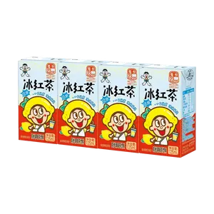 WANT WANT Iced Black Tea Drink 125ml x 4 Boxes | Low Sugar & Low Calorie Refreshing Beverage