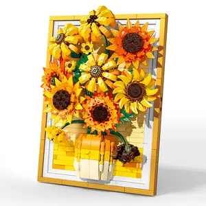 Sunflower Building Block Photo Frame - Vibrant & Artistic Style, Can Be Used as Wall Hanging or Tabletop Decoration, Ideal for Home Decor Enthusiasts and Those Seeking Creative Gifts, Perfect for Living Room/Bedroom Decor