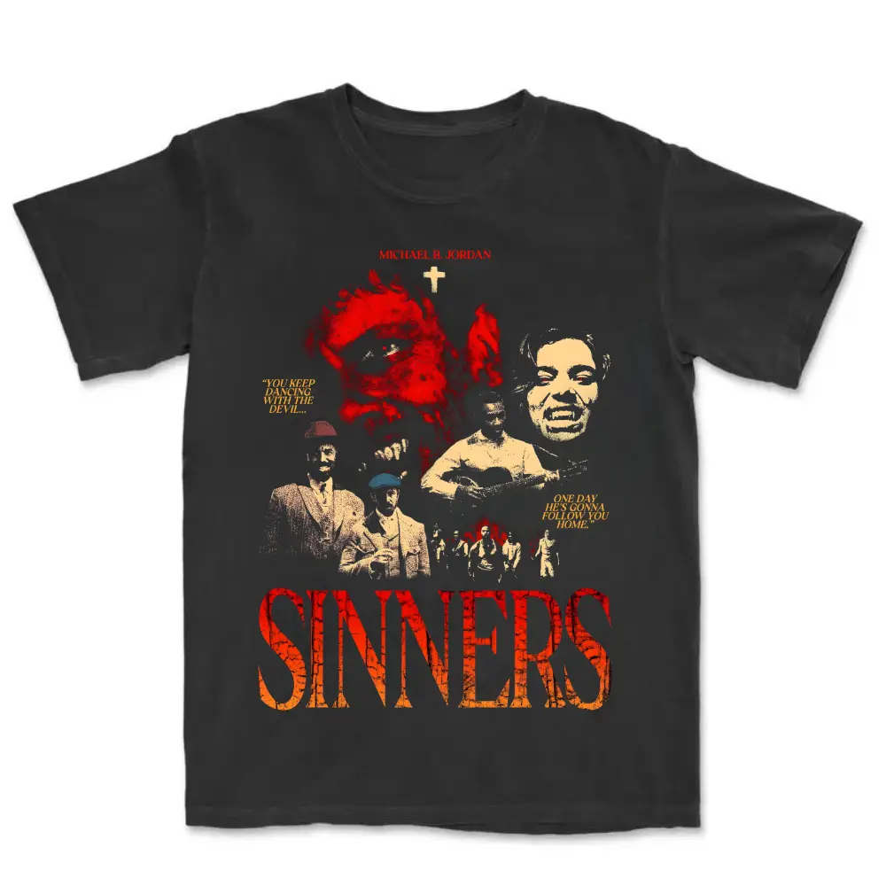 Comfort Colors Retro Limited Sinners T-Shirt, Vintage Movie 2025 Unisex Horror Action Film Acid Tee Cotton Graphic Tee Shirt, Men Gifts