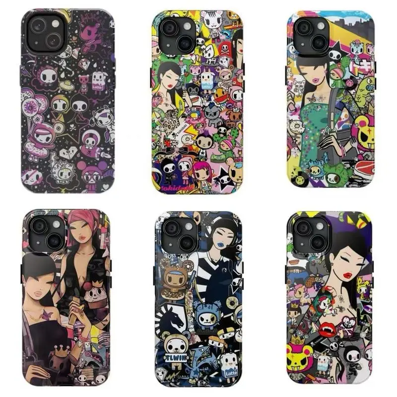 Y2K Aesthetic Tokidoki Cartoon Hard Phone Case, Colorful Anime Art, Cute Slim Shockproof Polycarbonate Cover, Compatible with iPhone 11-17 Pro Max Plus and Samsung Galaxy S23-S25