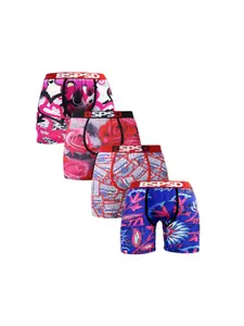 4Pcs Fashion Print Men's Boxers Briefs Comfort Breathable Underwear Boxershorts Suitable for Daily Wear and Sports, All Seasons