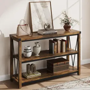 47 Inch Entryway Table, 3 Tier Narrow Long Console Table with Storage