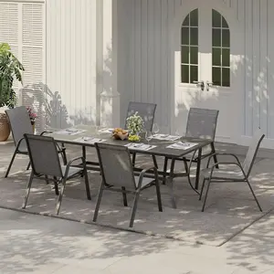4-Piece Outdoor Patio Furniture Set - Stackable High-Back Outdoor Garden Dining Chairs with All-Weather Textilene Fabric for Backyard, Poolside, Outdoor Garden Chair