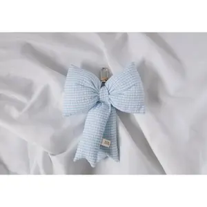 happi & co. - classic baby blue gingham puffy ribbon keychain