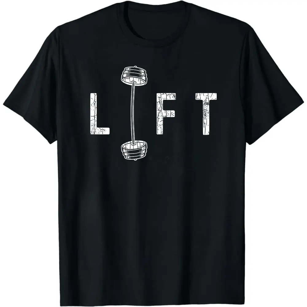 Men's Custom T-Shirt with "LIFT" Graphic Print, Soft 100% Cotton Casual Fit Round Neck for Gym & Weightlifting, All Seasons Wear